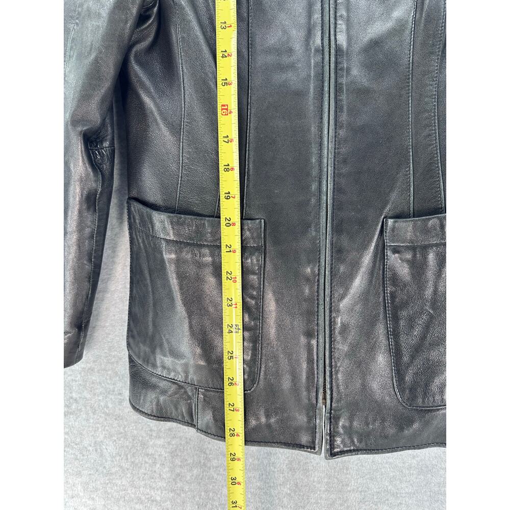 VTG Pelle Studio by Wilson's Leather Womens sz M Black Leather Zipup Jacket SOFT - Picture 4 of 13